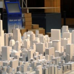 3D model městského panorama s výškovými budovami